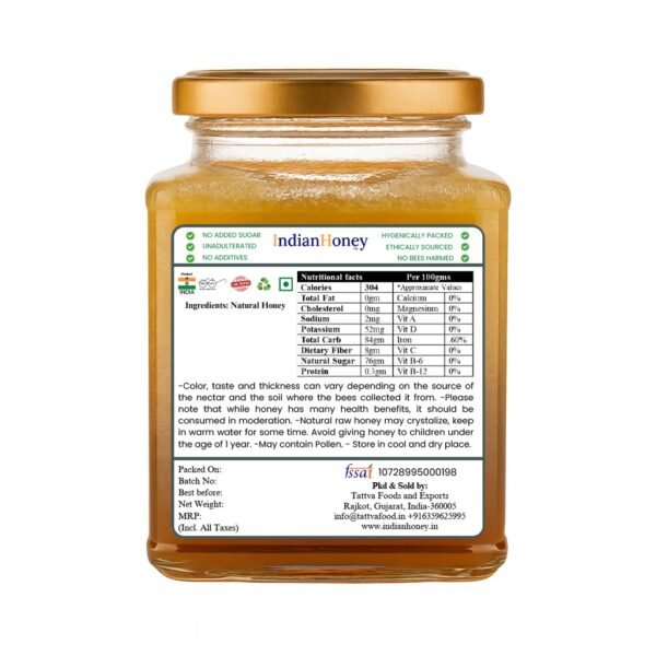 Litchi honey nutrient label