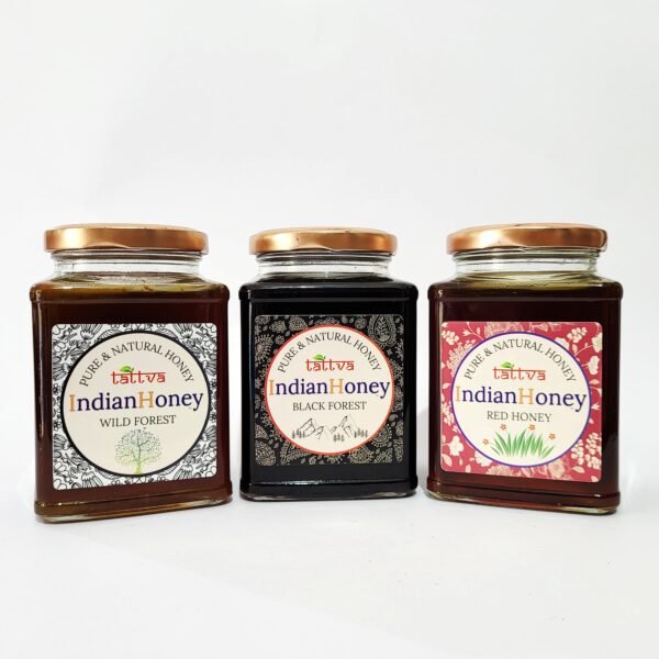 Red honey, Wild Forest Honey & Black Forest Honey Triple Combo Pack (500g*3) | Indian Honey Red honey, Wild Forest Honey & Black Forest Honey Triple Combo Pack (500g*3)