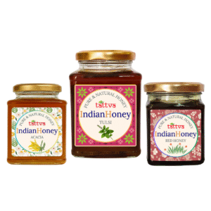 Ayurvedic Tulsi Honey, Rare Red Honey & Rajasthan Acacia Honey Triple Combo Pack (500gm + 2x230gm)