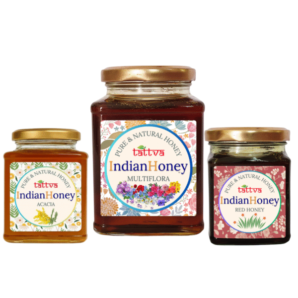 Himalayan Multiflora, Rare Red Honey & Rajasthan Acacia Honey Triple Combo Pack (500gm + 2x230gm) | Indian Honey Himalayan Multiflora, Rare Red Honey & Rajasthan Acacia Honey Triple Combo Pack (500gm + 2x230gm)