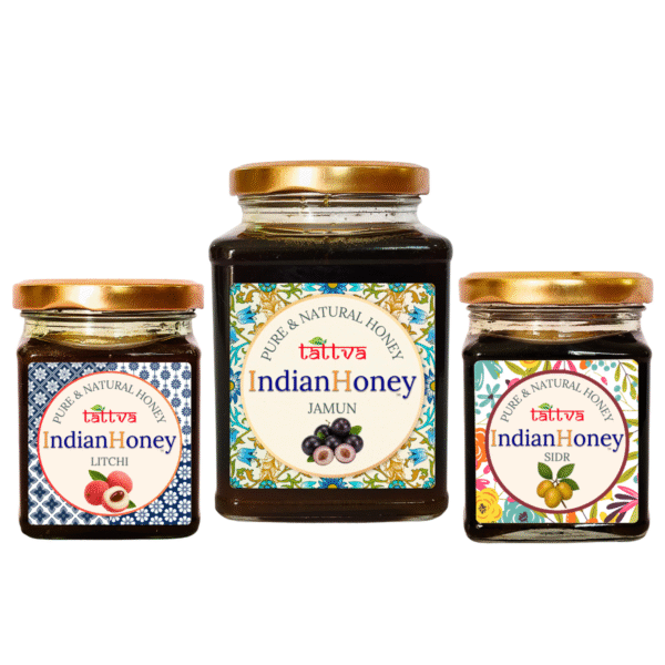 Jamun Honey, sidr Honey, & litchi Honey Triple Combo Pack (500gm + 2x230gm) | Indian Honey jamun honey combo