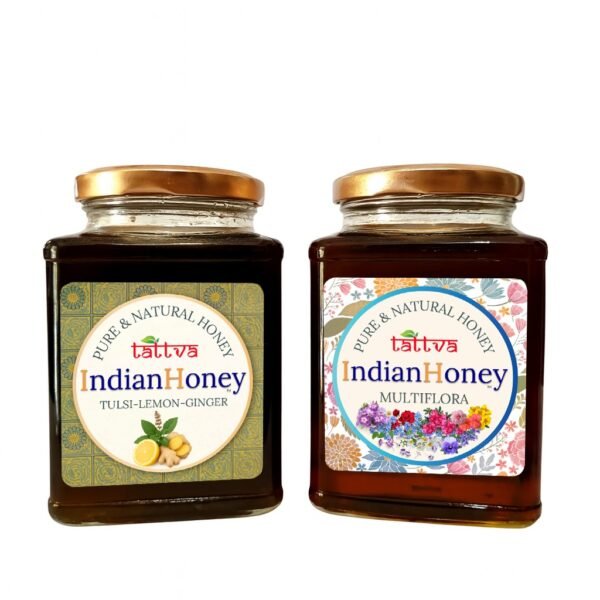 Himalayan Multiflora & Tulsi Lemon Ginger Infused Honey Combo | Indian Honey Himalayan Multiflora & Tulsi Lemon Ginger Infused Honey Combo