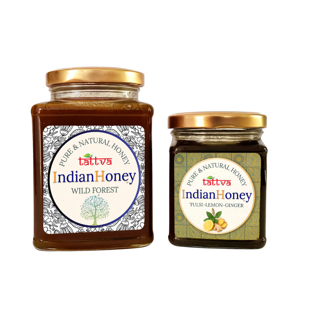 Wild Forest Honey & Tulsi Lemon Ginger Honey Combo 500g & 230g