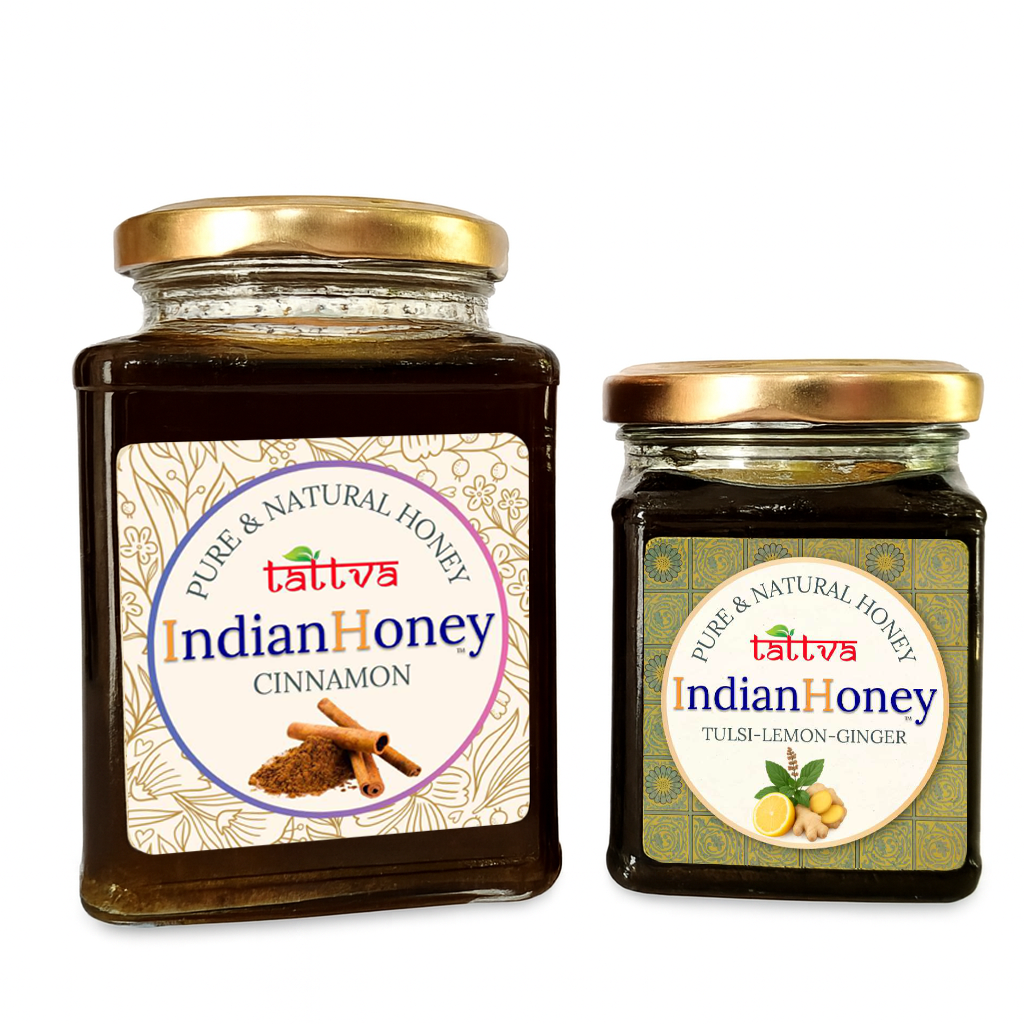 Cinnamon Honey with Tulsi Lemon Ginger no added sugar combo 500g & 230g
