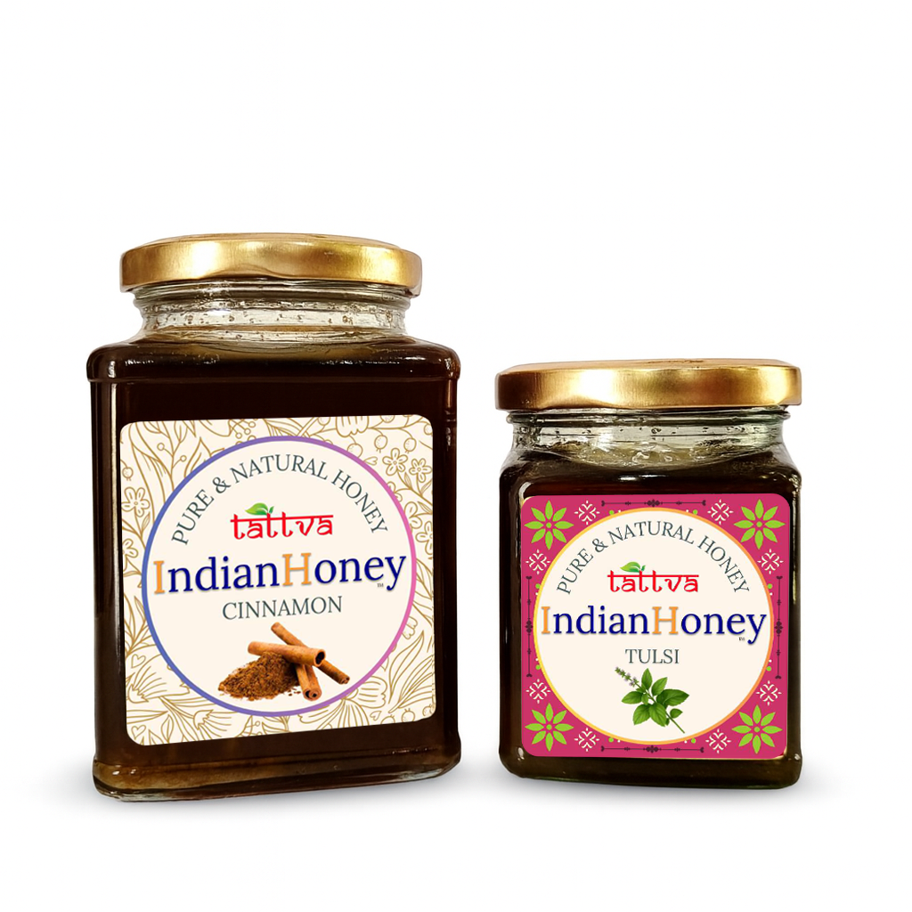 Warming Cinnamon Natural Honey & Ayurvedic Tulsi Natural Honey Combo 500g & 230g