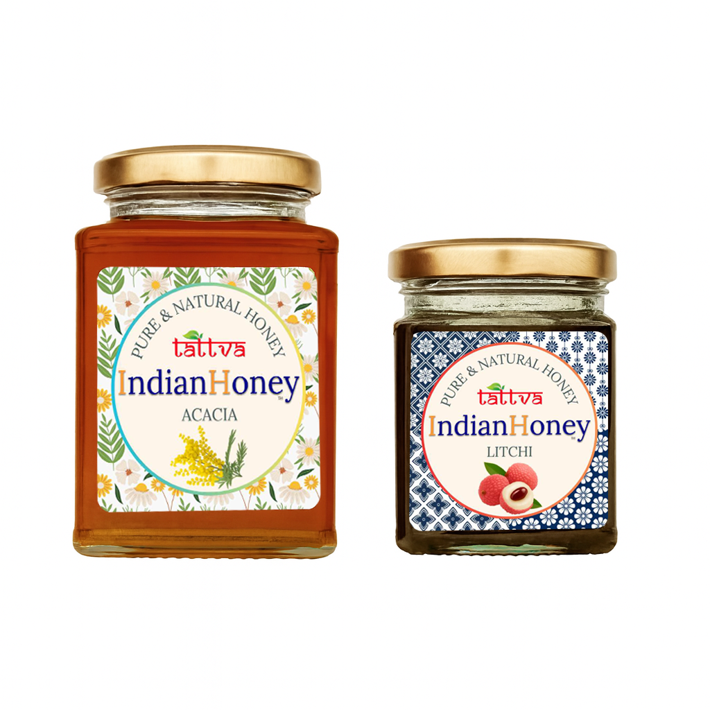 Rajasthan Acacia & Fruity Litchi Honey pure & natural combo 500g & 230g