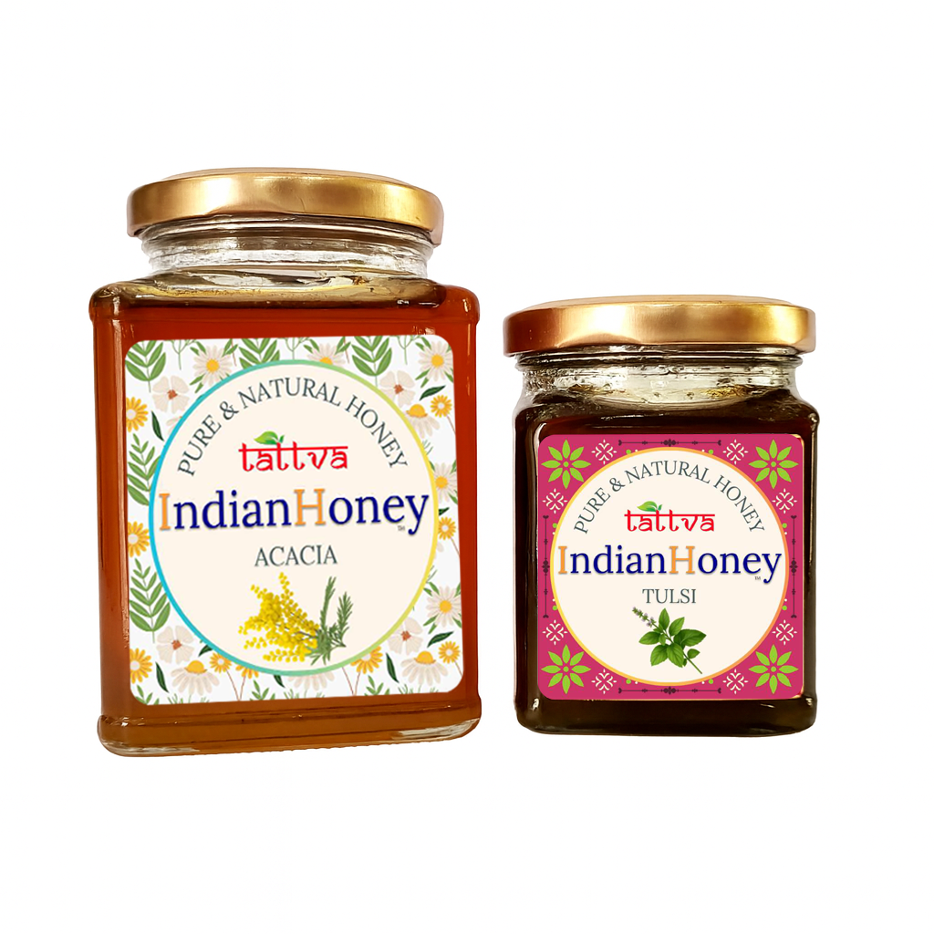 Rajasthan Acacia Honey & Ayurvedic Tulsi Natural Honey Combo 500g & 230g