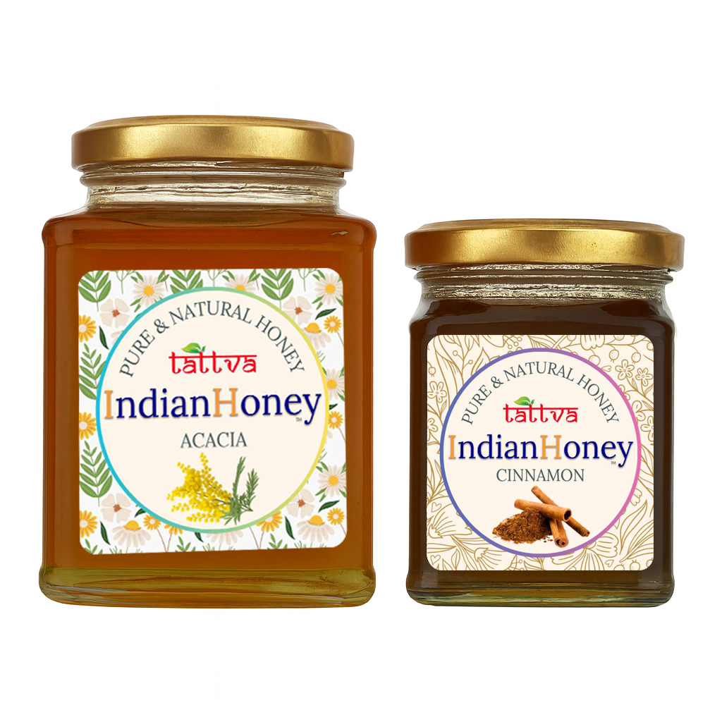 Rajasthan Acacia Honey & Warming Cinnamon Infused Honey Combo 500g & 230g