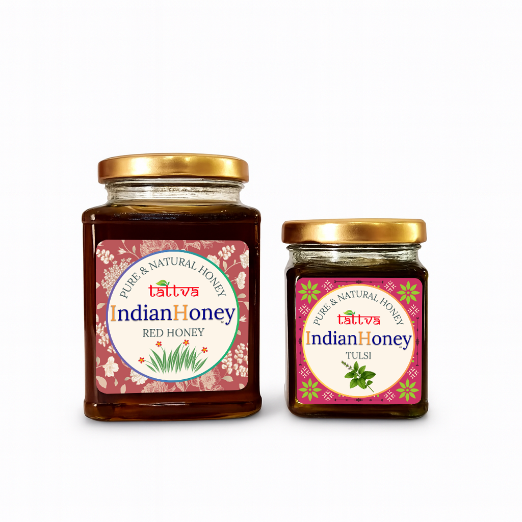Red Honey & Ayurvedic Tulsi Natural Honey Combo 500g & 230g