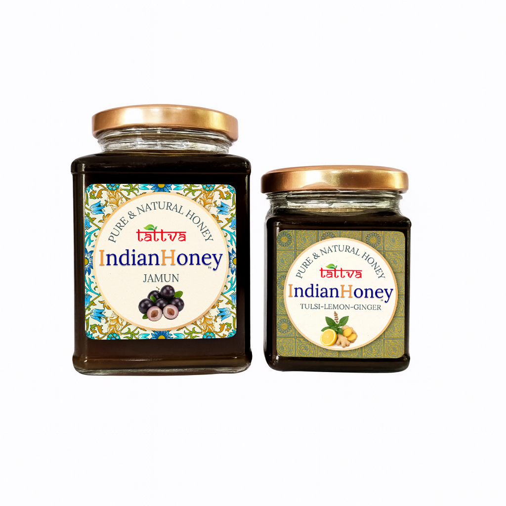 Raw Honey Jamun Honey & Tulsi Lemon Ginger Honey Combo Pack (500gm & 230gm)