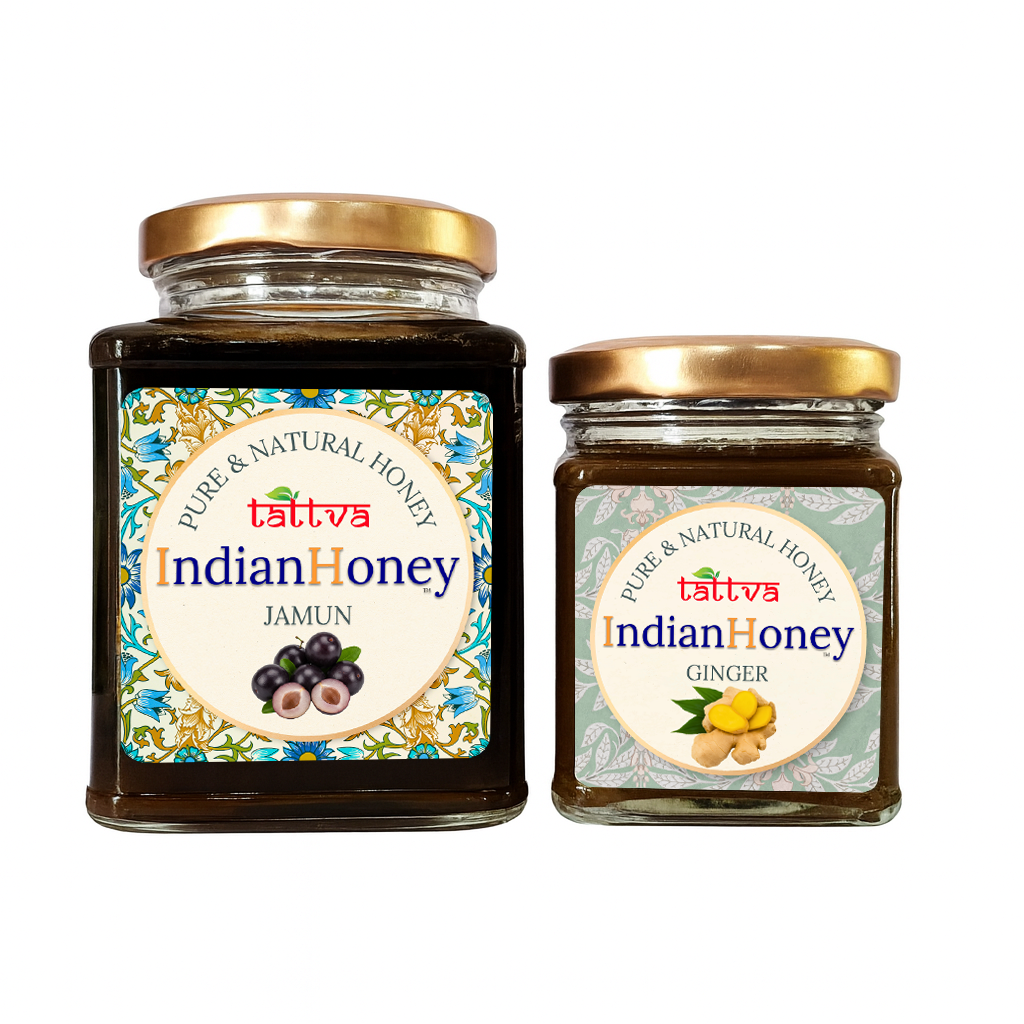 Raw Honey Jamun Honey & Warming Ginger Infused Honey Combo 500g & 230g
