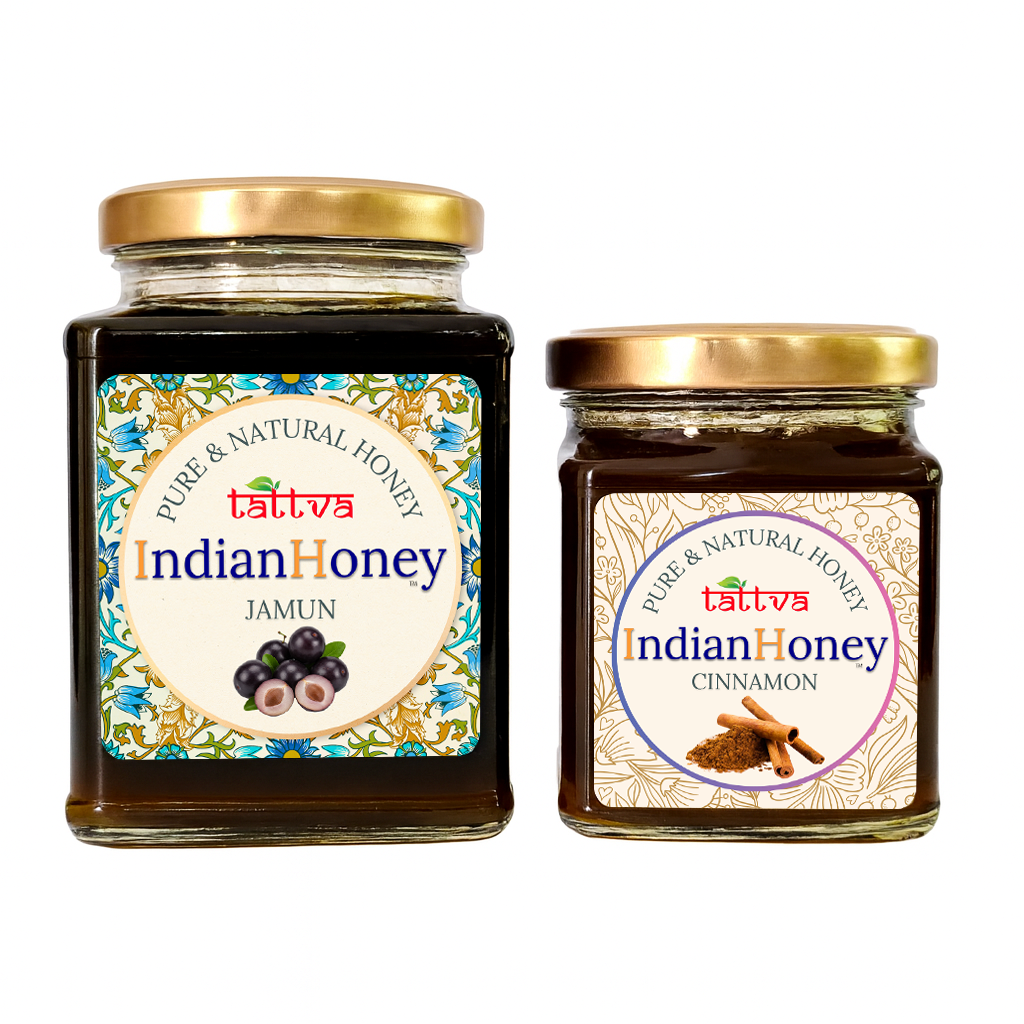 Raw Honey Jamun Honey & Warming Cinnamon Infused Honey Combo 500g & 230g