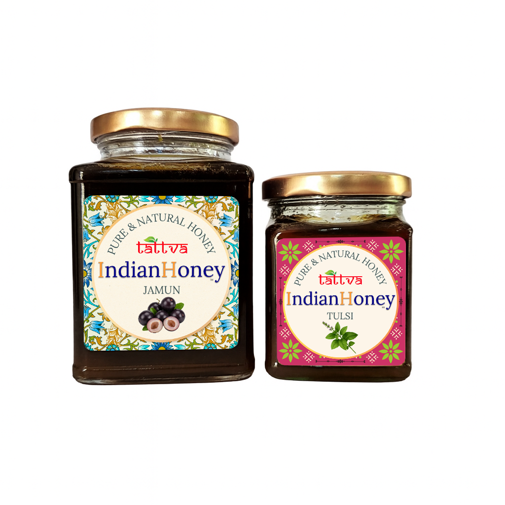 Raw Honey Jamun Honey & Ayurvedic Tulsi Natural Honey Combo 500g & 230g