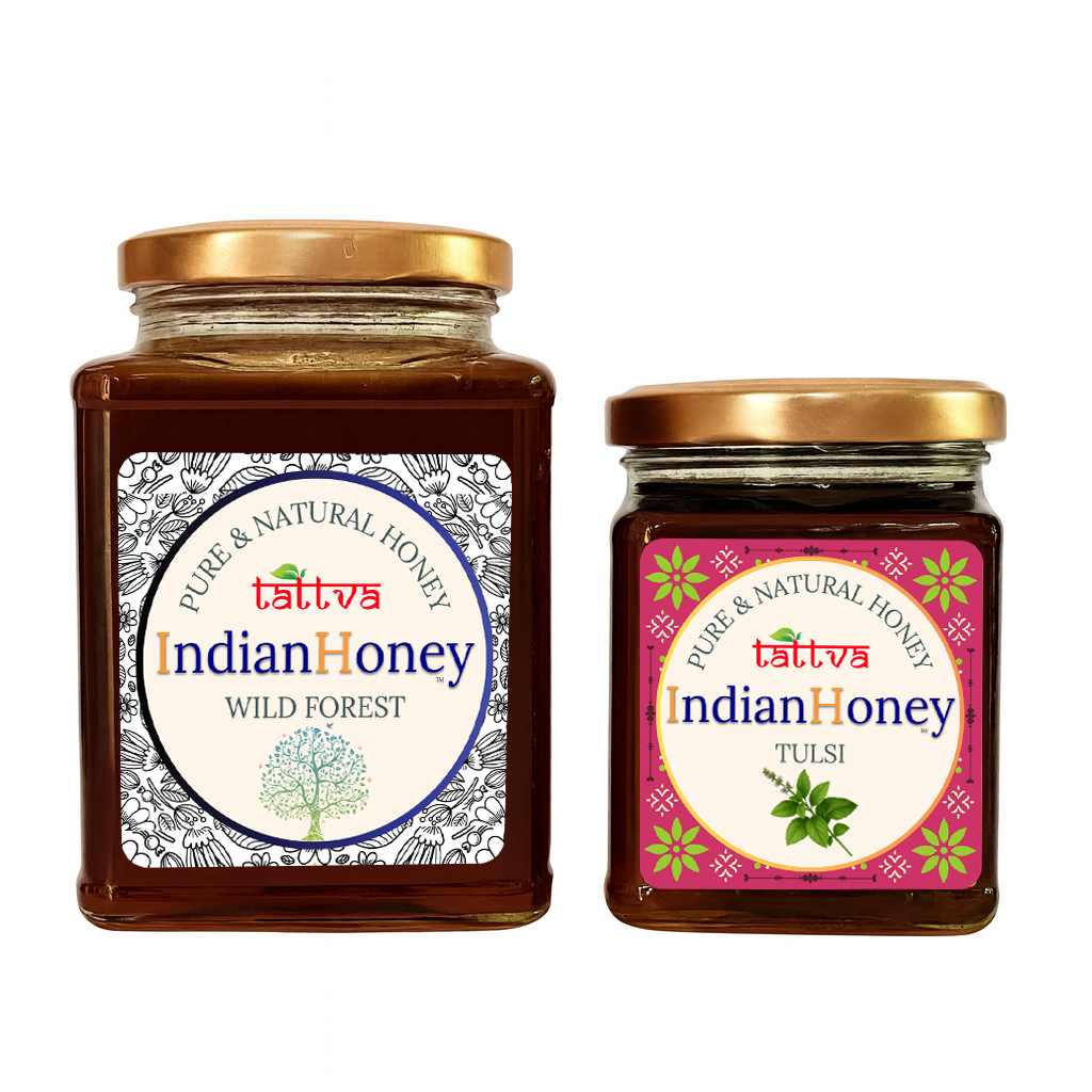 Wild Forest Honey & Ayurvedic Tulsi Natural Honey Combo 500g & 230g