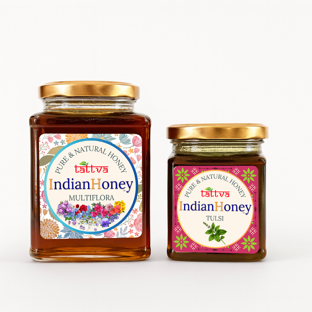 Himalayan Multiflora & Ayurvedic Tulsi Natural Honey Combo 500g & 230g