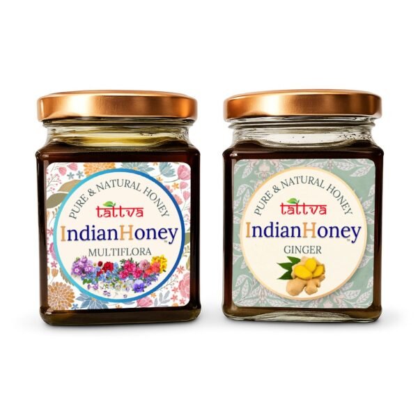 Himalayan Multiflora & Warming Ginger Infused Honey Combo 2x230g | Indian Honey Himalayan Multiflora & Warming Ginger Infused Honey Combo 2x230g