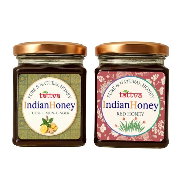 Red Honey & Warming Ginger Infused Honey Combo 2x230g | Indian Honey Red Honey & Warming Ginger Infused Honey Combo 2x230g