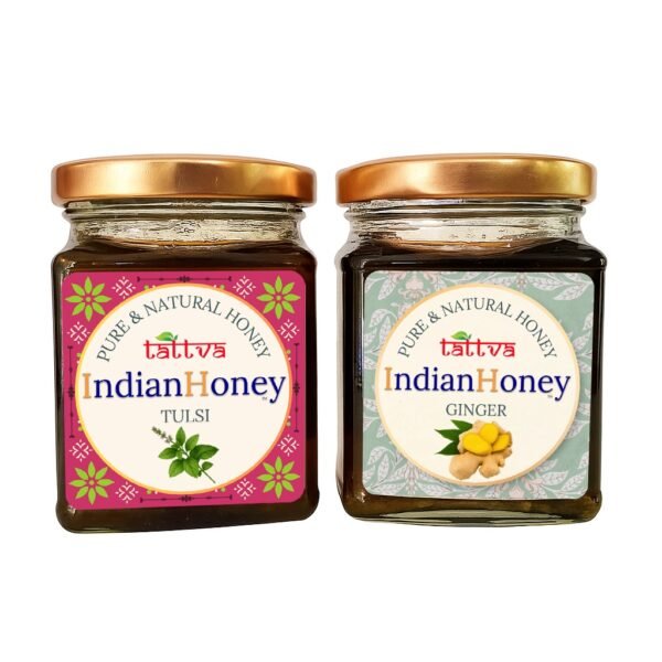 Warming Ginger Natural Honey & Ayurvedic Tulsi Natural Honey Combo 2x230g