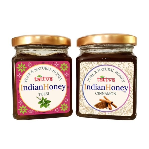 Warming Cinnamon Natural Honey & Ayurvedic Tulsi Natural Honey Combo 2x230g