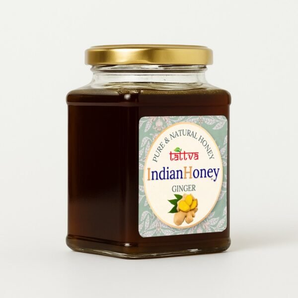 a jar of honey with a label